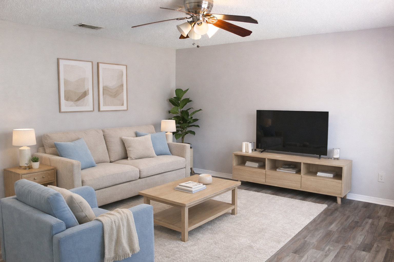 1 BR Townhomes Living Room