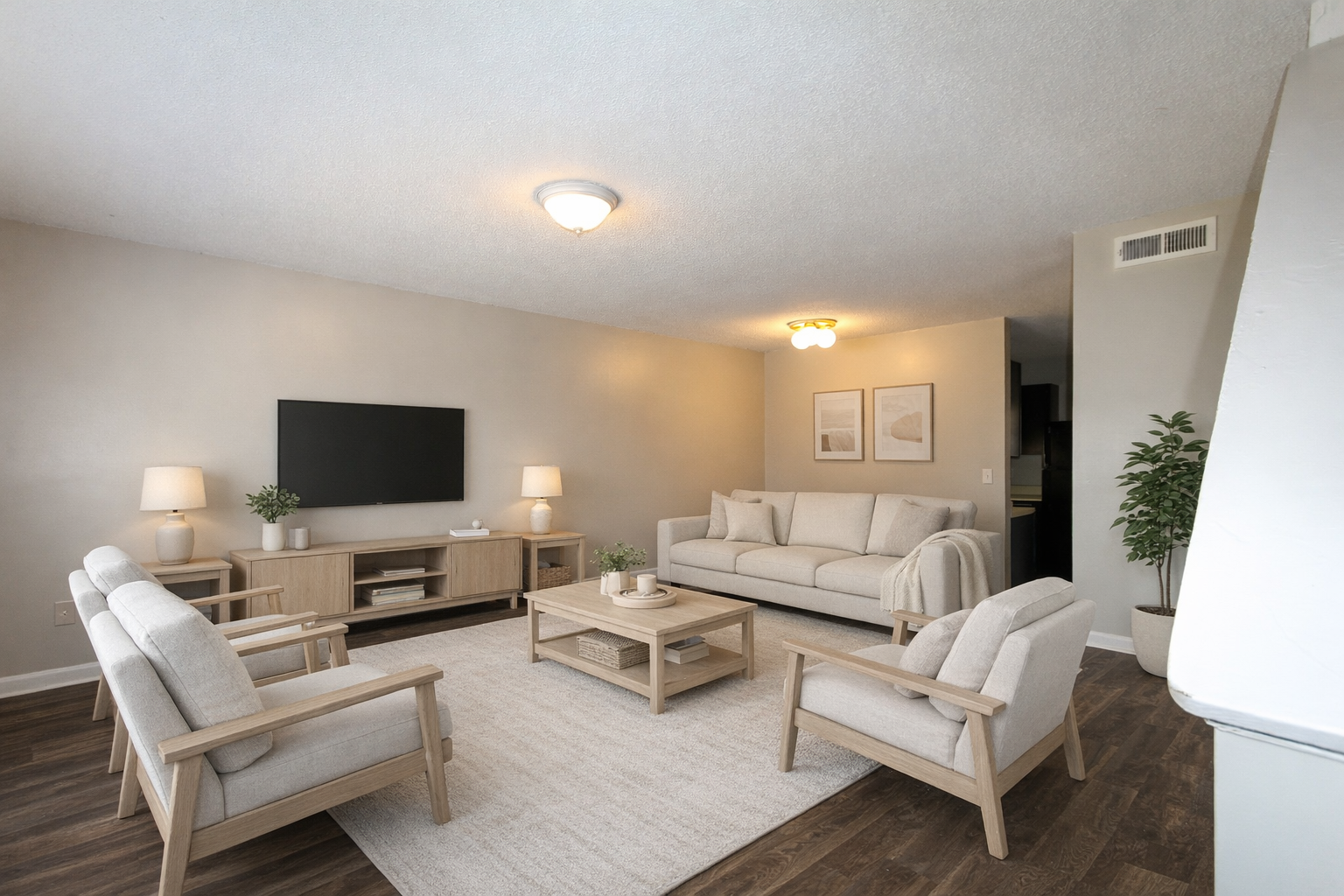 1 Townhomes at Bradford Creek staged living room